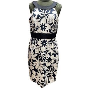 JULIAN TAYLOR Womens Sleeveless Halter Style Black White Floral Dress Sz 12 NWT